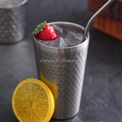 450ml Wholesale Luxury Hammered 304 Stainless Steel Wine Cup 400ml Unbreakable Nordic Style Cocktail Tumbler for Hotel Bar