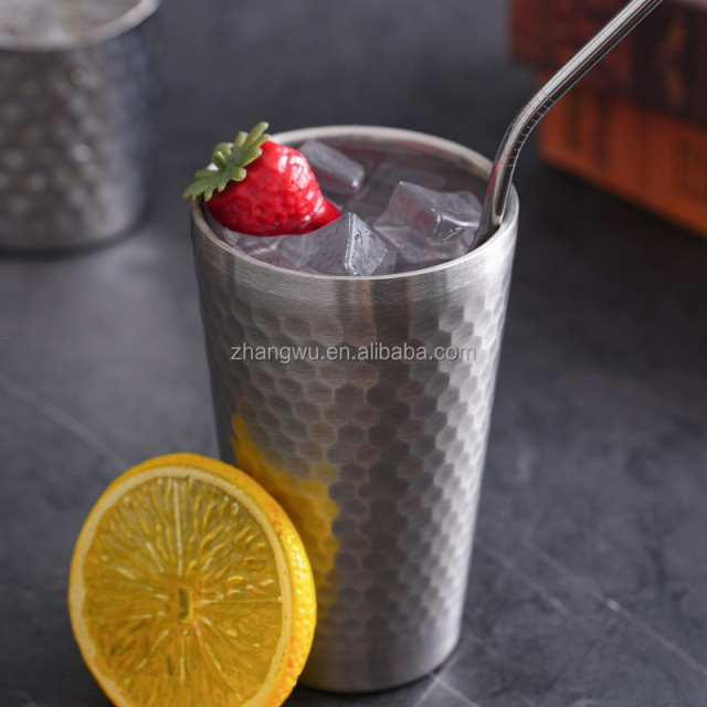450ml Wholesale Luxury Hammered 304 Stainless Steel Wine Cup 400ml Unbreakable Nordic Style Cocktail Tumbler for Hotel Bar