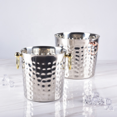 高端不锈钢冰桶酒吧套装 双层保温啤酒冰桶带盖带夹 5L大容量饮料冷藏桶 适用于家庭酒吧与户外派对