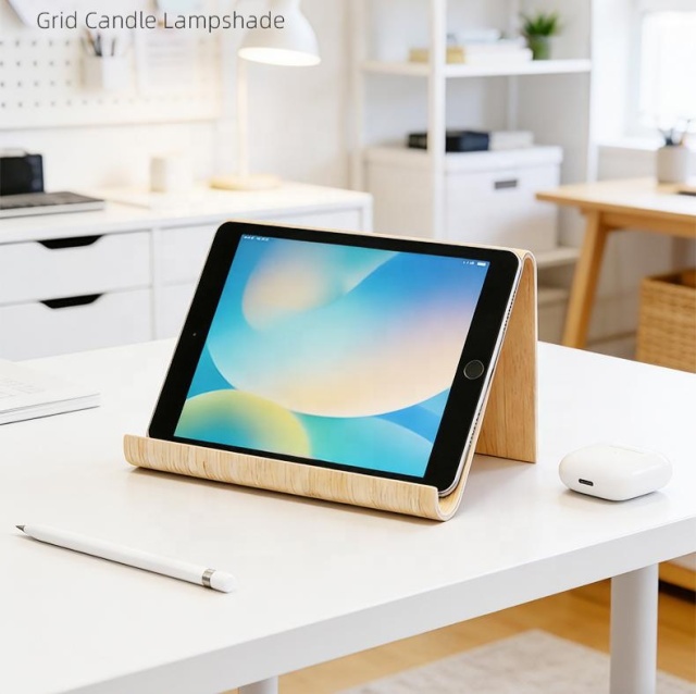 Minimalist Birchwood Tablet Stand - Clear Varnished Wood Holder for iPad & E-Readers  Handcrafted Birch Wood iPad Stand - Smooth Varnished Tablet Cradle for Desk & Kitchen Portable Birchwood Tablet Holder - Universal Wooden Stand