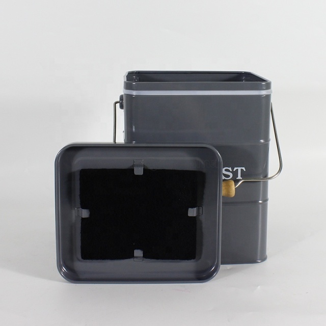 批发镀锌铁厨房堆肥桶带活性炭过滤棉 家用台面食物垃圾收纳桶 无异味有机堆肥桶