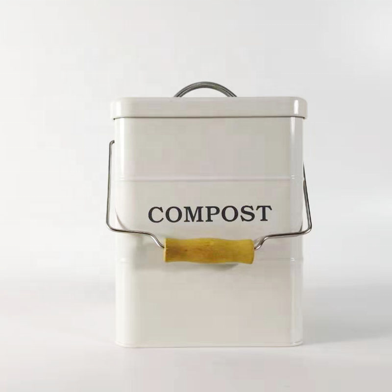Vintage Farmhouse Indoor Compost Pail - Galvanized Metal Countertop Compost Caddy Rust-Resistant Galvanized Steel Compost Bin - 1.3 Gallon Kitchen Waste Bucket