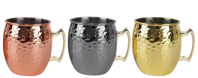 Party Supply Custom 400ml Hammered Stainless Steel Moscow Mule Mugs Premium Copper-Plated Barrel Cups for Beer, Coffee & Party Excellence for the whorld cup