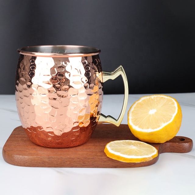 Party Supply Custom 400ml Hammered Stainless Steel Moscow Mule Mugs Premium Copper-Plated Barrel Cups for Beer, Coffee & Party Excellence for the whorld cup