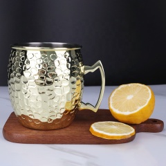 Party Supply Custom 400ml Hammered Stainless Steel Moscow Mule Mugs Premium Copper-Plated Barrel Cups for Beer, Coffee & Party Excellence for the whorld cup