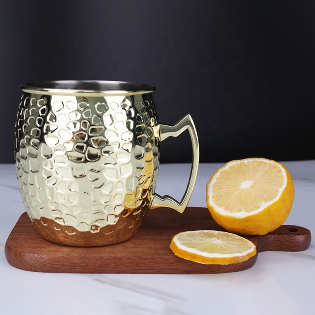 Party Supply Custom 400ml Hammered Stainless Steel Moscow Mule Mugs Premium Copper-Plated Barrel Cups for Beer, Coffee & Party Excellence for the whorld cup
