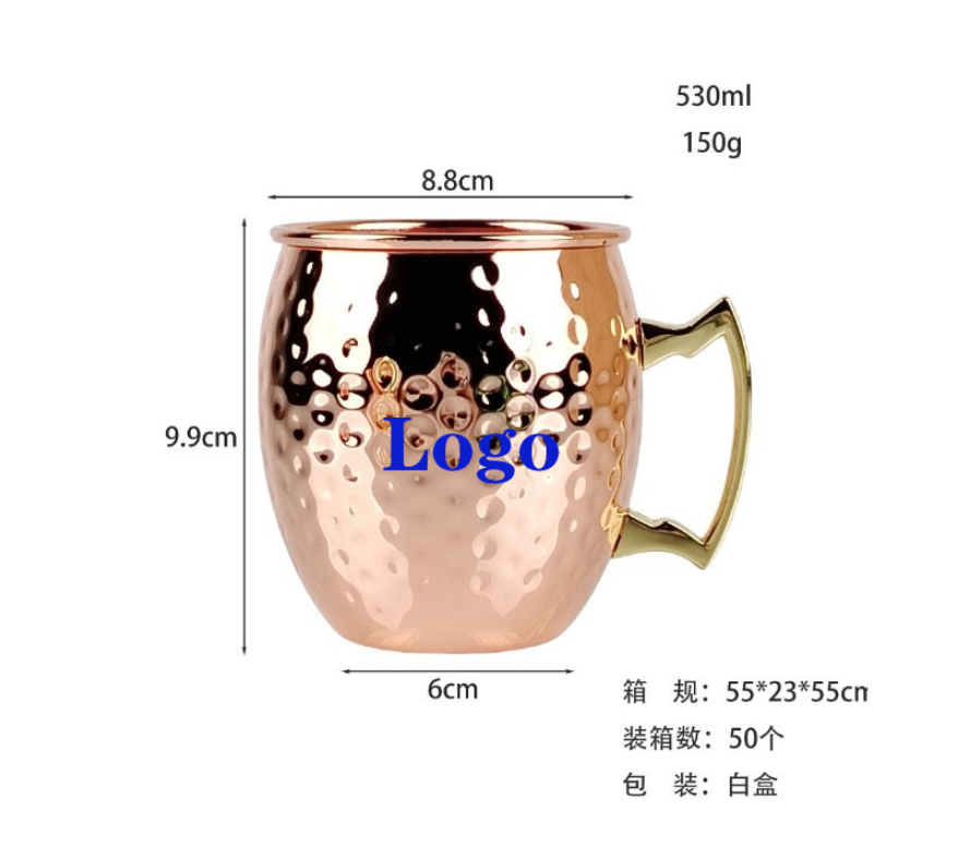 容量400ml定制配色经典锤纹不锈钢“莫斯科骡子”杯（桶形）适用于咖啡、啤酒及派对饮品