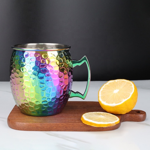 Party Supply Custom 400ml Hammered Stainless Steel Moscow Mule Mugs Premium Copper-Plated Barrel Cups for Beer, Coffee & Party Excellence for the whorld cup