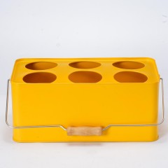 Galvanized Steel Beer Bucket with Handle – 6 Compartment Metal Drink Tub for Parties & Events