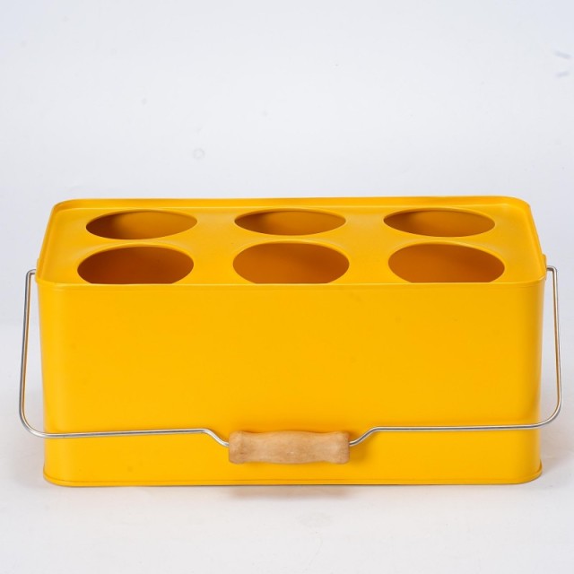 Galvanized Steel Beer Bucket with Handle – 6 Compartment Metal Drink Tub for Parties & Events