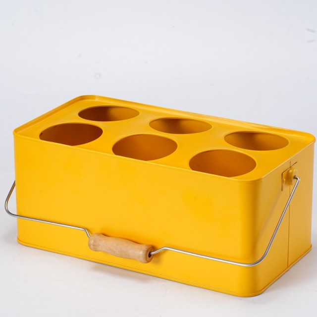 Galvanized Steel Beer Bucket with Handle – 6 Compartment Metal Drink Tub for Parties & Events