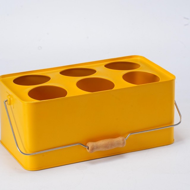 Galvanized Steel Beer Bucket with Handle – 6 Compartment Metal Drink Tub for Parties & Events