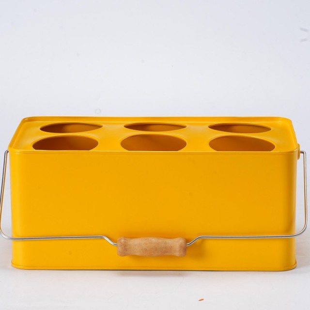 Galvanized Steel Beer Bucket with Handle – 6 Compartment Metal Drink Tub for Parties & Events