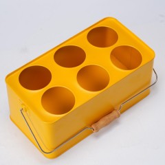 Galvanized Steel Beer Bucket with Handle – 6 Compartment Metal Drink Tub for Parties & Events