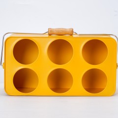 Galvanized Steel Beer Bucket with Handle – 6 Compartment Metal Drink Tub for Parties & Events