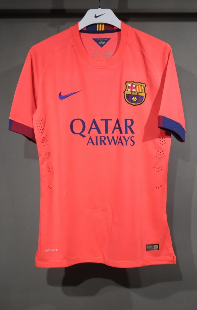 14-15 Barcelona Away Retro Jersey Player Version Pink