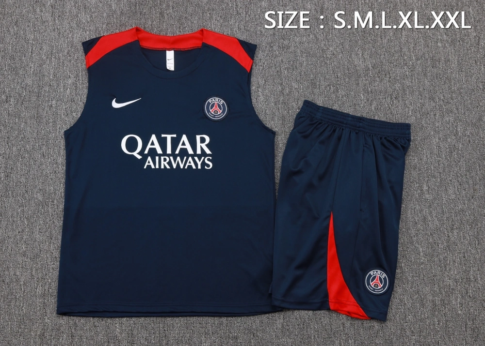 25-26 PSG Training Sleeveless Soccer Kit Jersey+Shorts