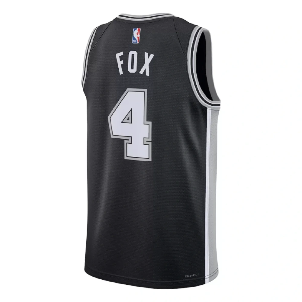 Unisex San Antonio Spurs De'Aaron Fox #4 Black Swingman Jersey - Icon Edition