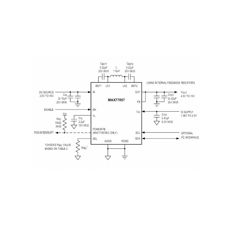 Analog Devices Switching Voltage Regulators MAX77857CEFE+