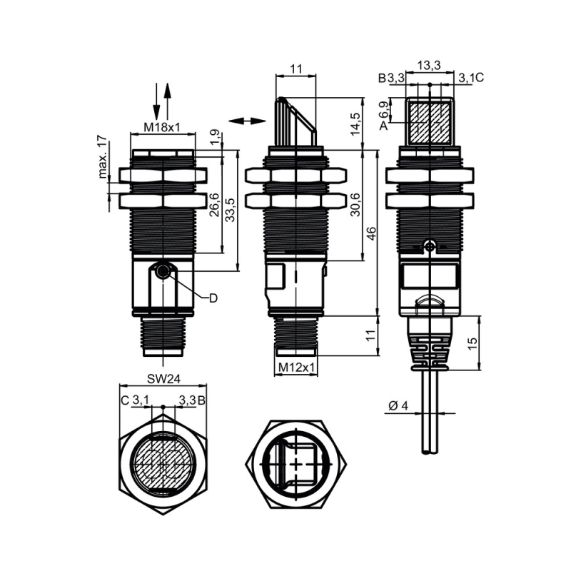 LEUZE Throughbeam photoelectric sensor transmitter LS328/9D-M12
