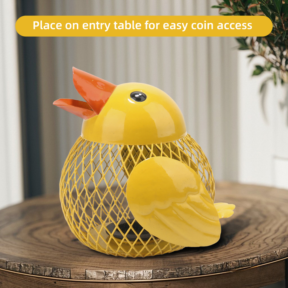 Mloarts 5 inches Coin Jar Duck Piggy Bank, Saving Box Metal Money Organizer,Kid's Coin Bank Hand Made,Anti-Rust Coin Piggy Bank for Kids and Adults,Money Container for Girl and Boy