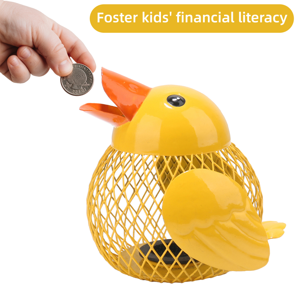 Mloarts 5 inches Coin Jar Duck Piggy Bank, Saving Box Metal Money Organizer,Kid's Coin Bank Hand Made,Anti-Rust Coin Piggy Bank for Kids and Adults,Money Container for Girl and Boy