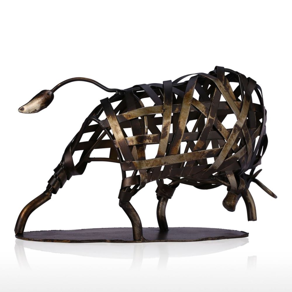Metal Sculpture Iron Braided Cattle Home Furnishing Articles Handmade Crafts
