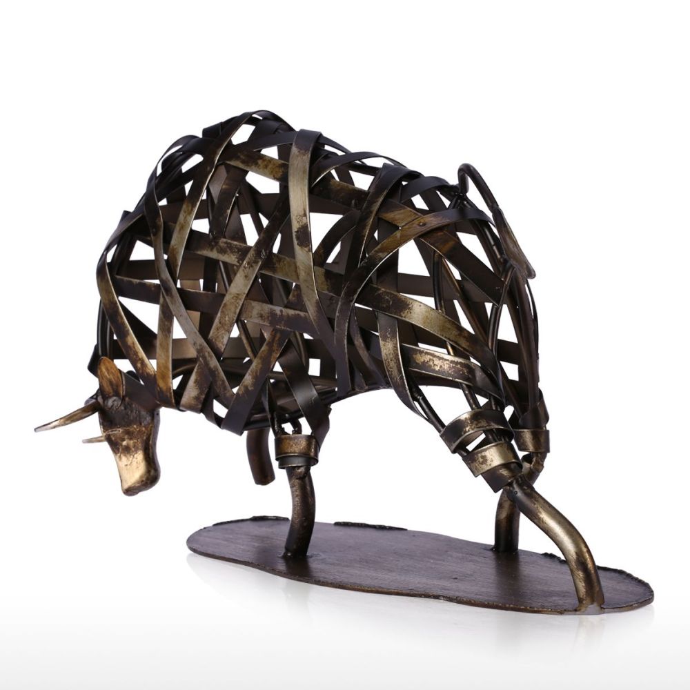 Metal Sculpture Iron Braided Cattle Home Furnishing Articles Handmade Crafts