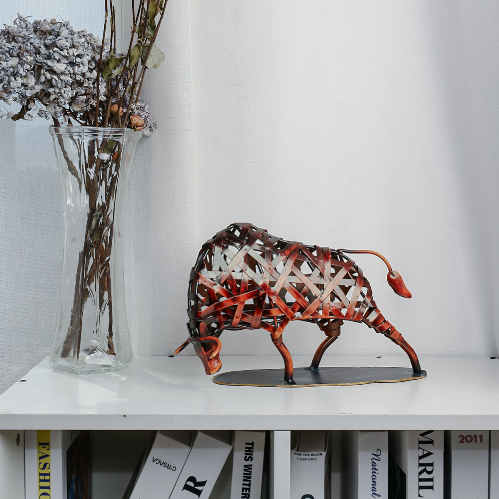 Metal Sculpture Iron Braided Cattle Home Furnishing Articles Handmade Crafts