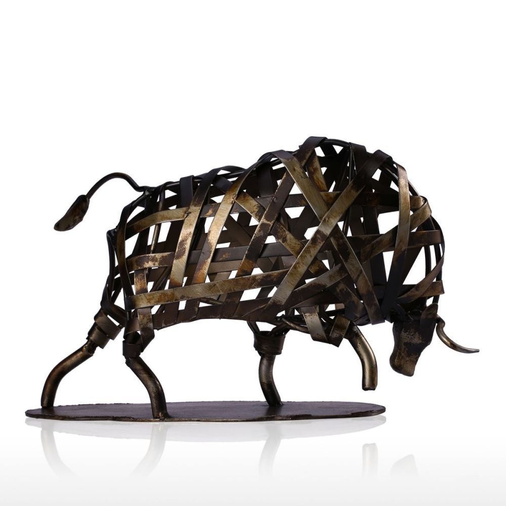 Metal Sculpture Iron Braided Cattle Home Furnishing Articles Handmade Crafts