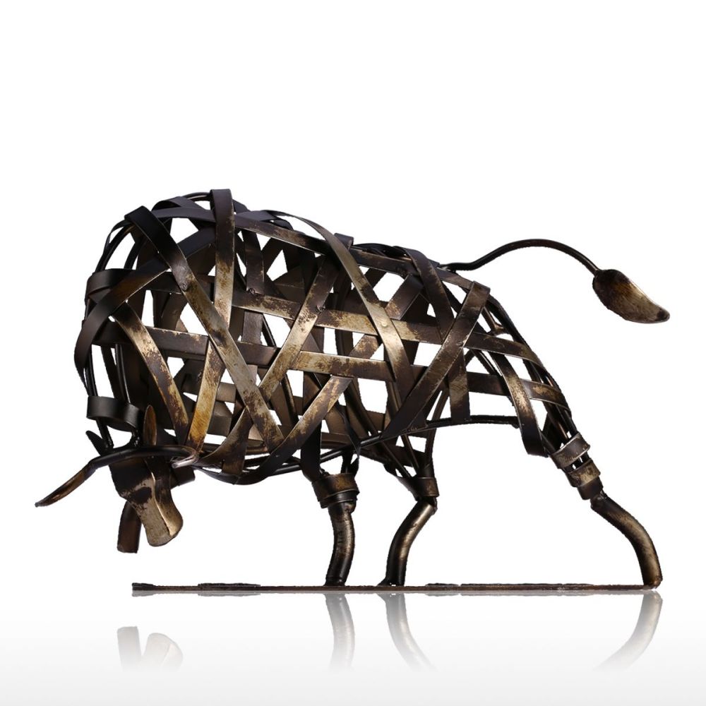 Metal Sculpture Iron Braided Cattle Home Furnishing Articles Handmade Crafts