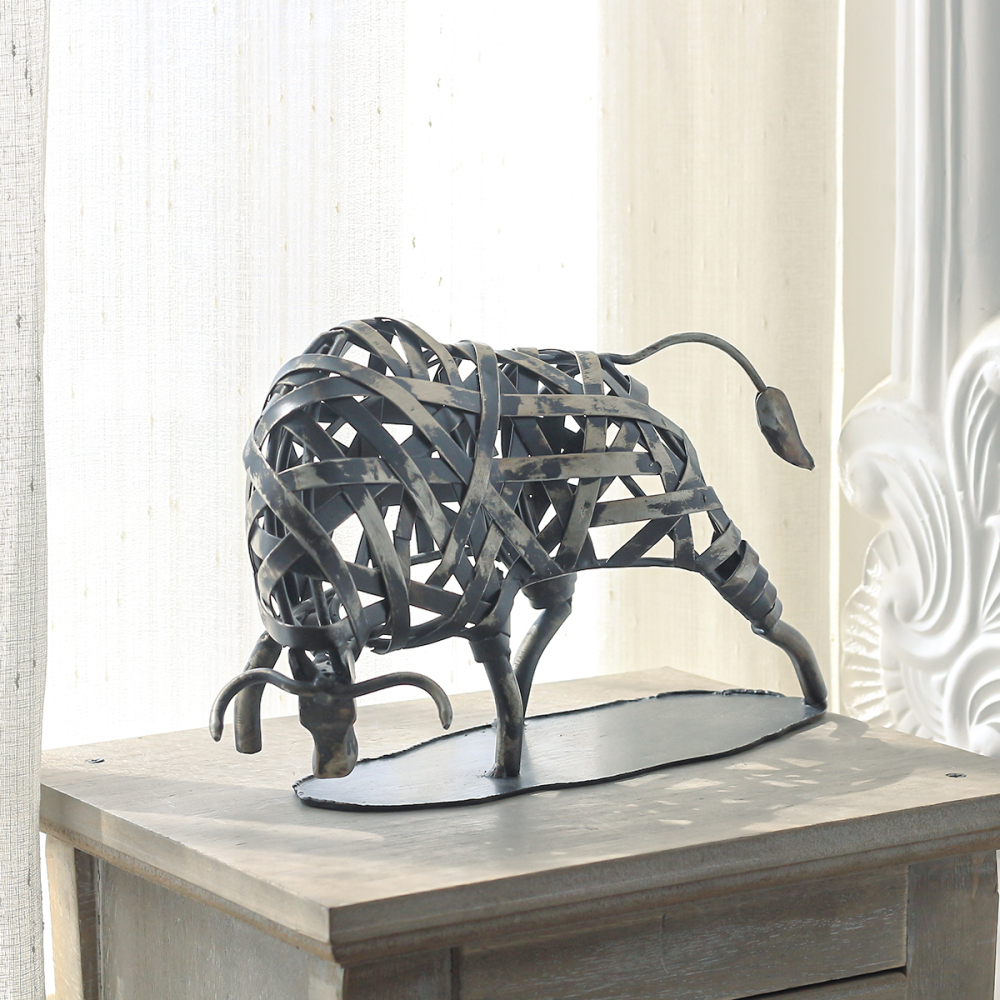 Metal Sculpture Iron Braided Cattle Home Furnishing Articles Handmade Crafts