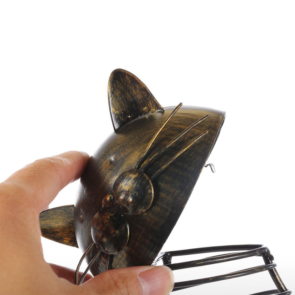 Cat Wine holder Cork Container Home Decor Iron Craft Gift Handicraft Animal Ornament