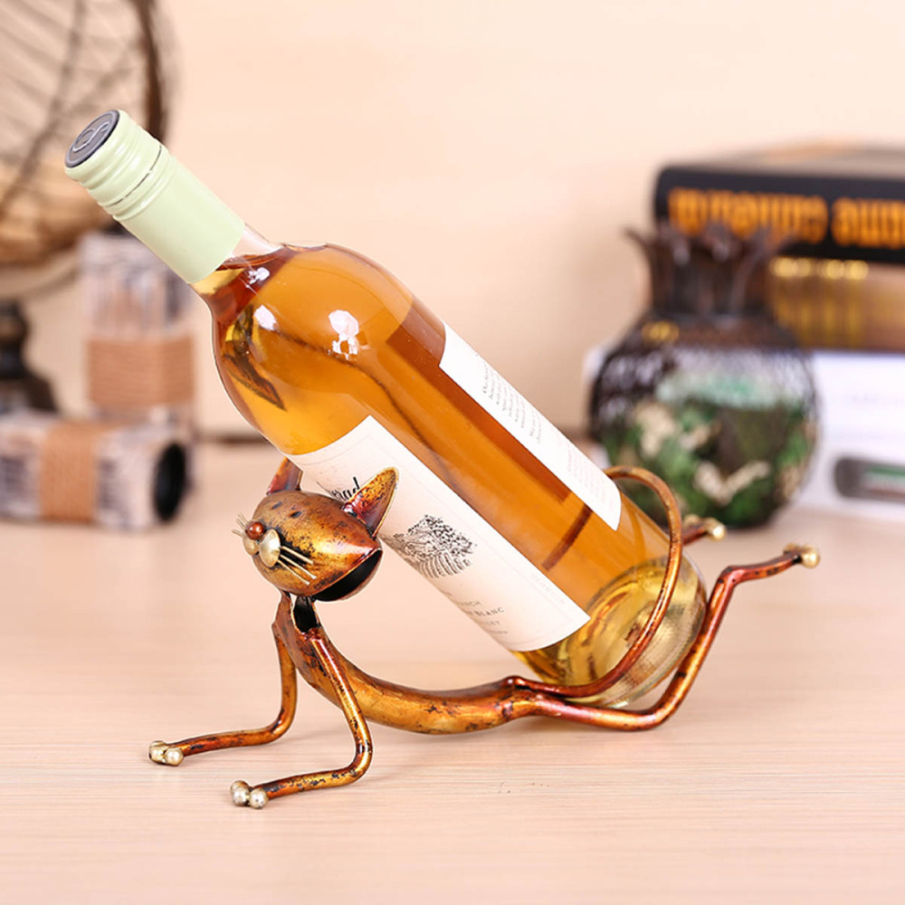 1Pcs Yoga Cat Wine Rack Metal Wine Rack Metal Practical Statue Cat Gift Cat Lover Desktop Wine Rack wine bottle holder Home Decor Handicraft Interior Decor Crafts Holiday Christmas Gift