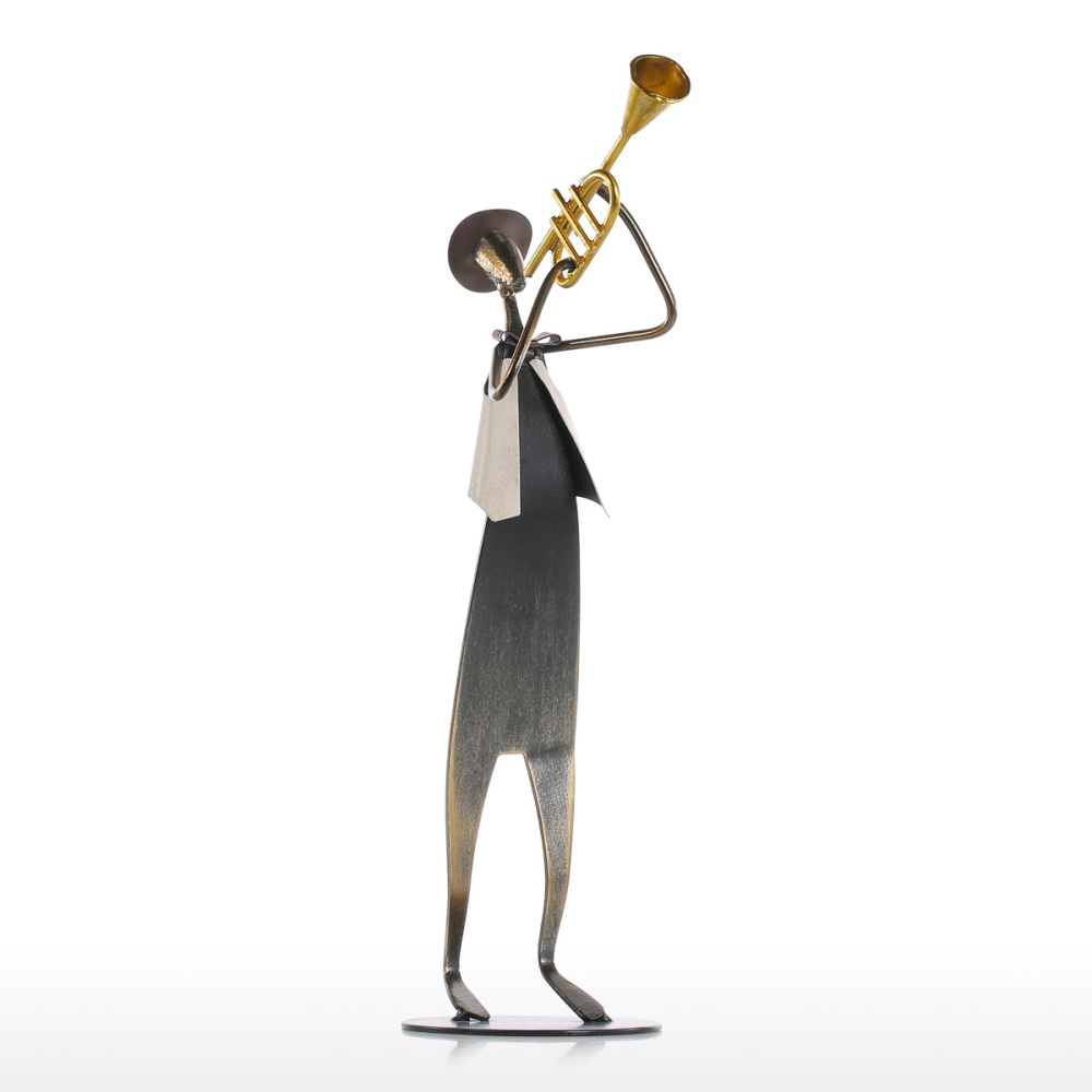 Metal Jazz Band Sculptures Set of 5, Handmade Iron Musician Statues with Instruments, Modern Abstract Music Band Figurines for Home, Bar, and Office Decoration