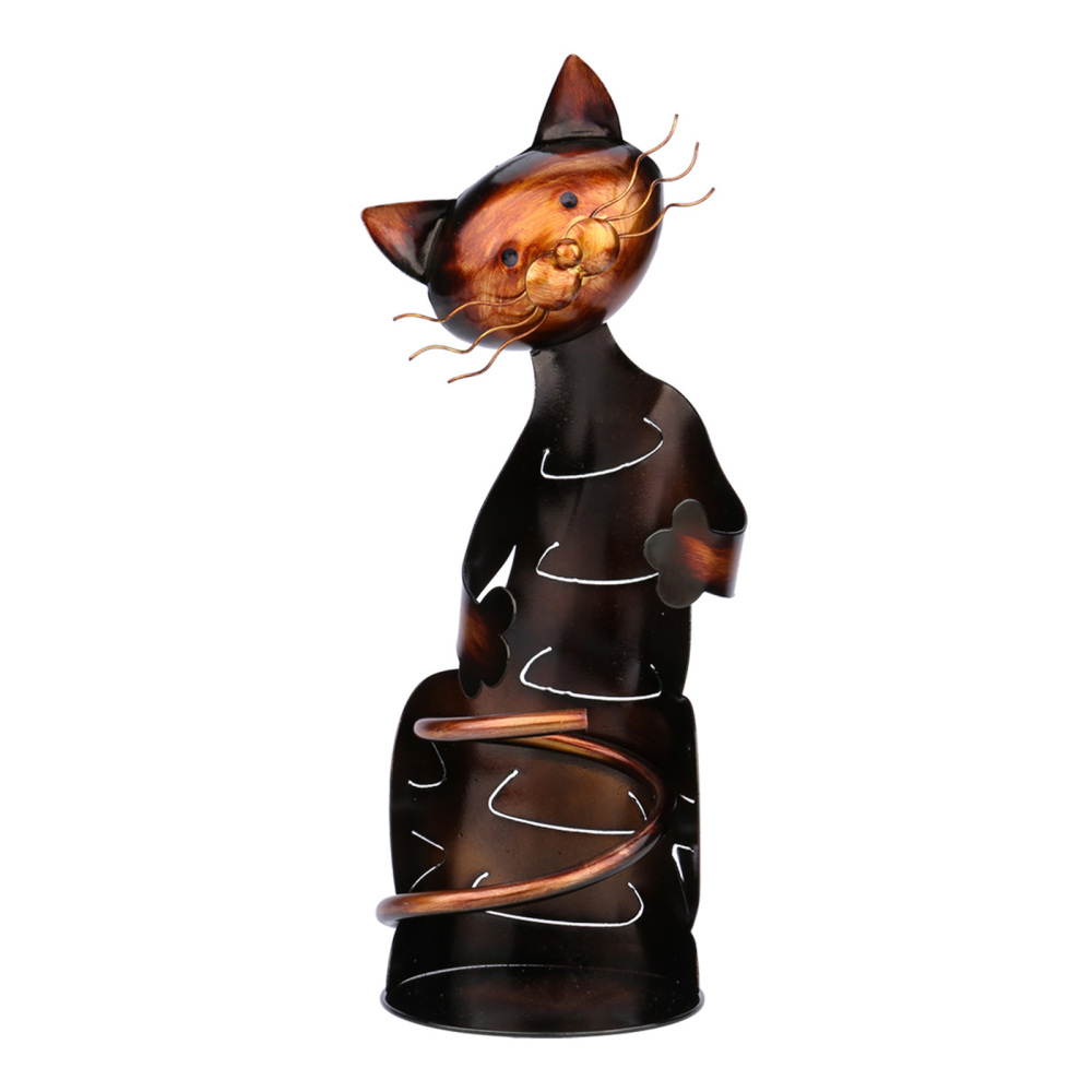 Cat shaped wine holder Wine shelf Metal sculpture Practical sculpture Home decoration Interior decoration Crafts