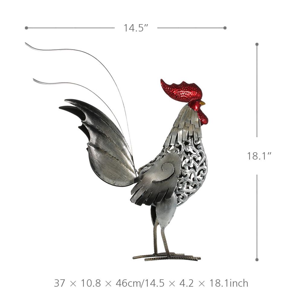 Carved Iron Rooster Metal Sculpture Home Decor Animal Craft Iron Art Gift