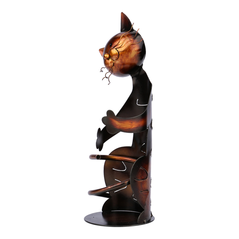 Cat shaped wine holder Wine shelf Metal sculpture Practical sculpture Home decoration Interior decoration Crafts