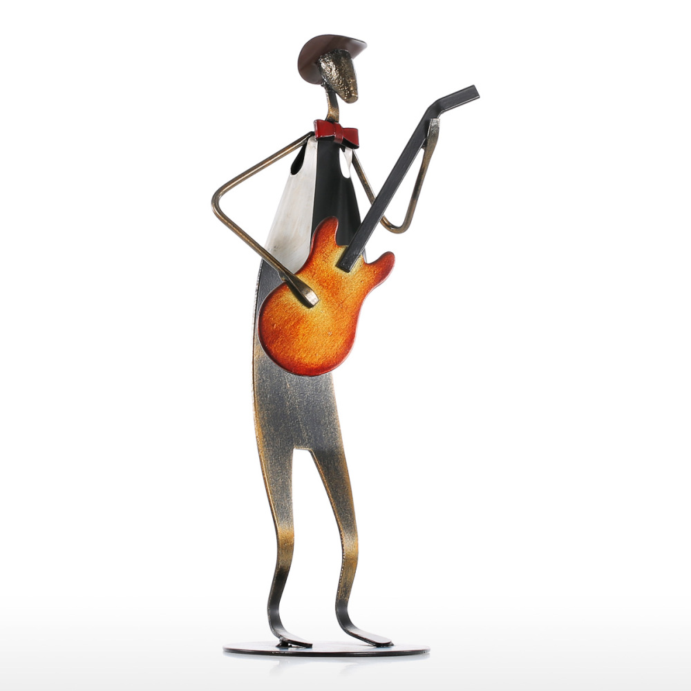 Metal Jazz Band Sculptures Set of 5, Handmade Iron Musician Statues with Instruments, Modern Abstract Music Band Figurines for Home, Bar, and Office Decoration