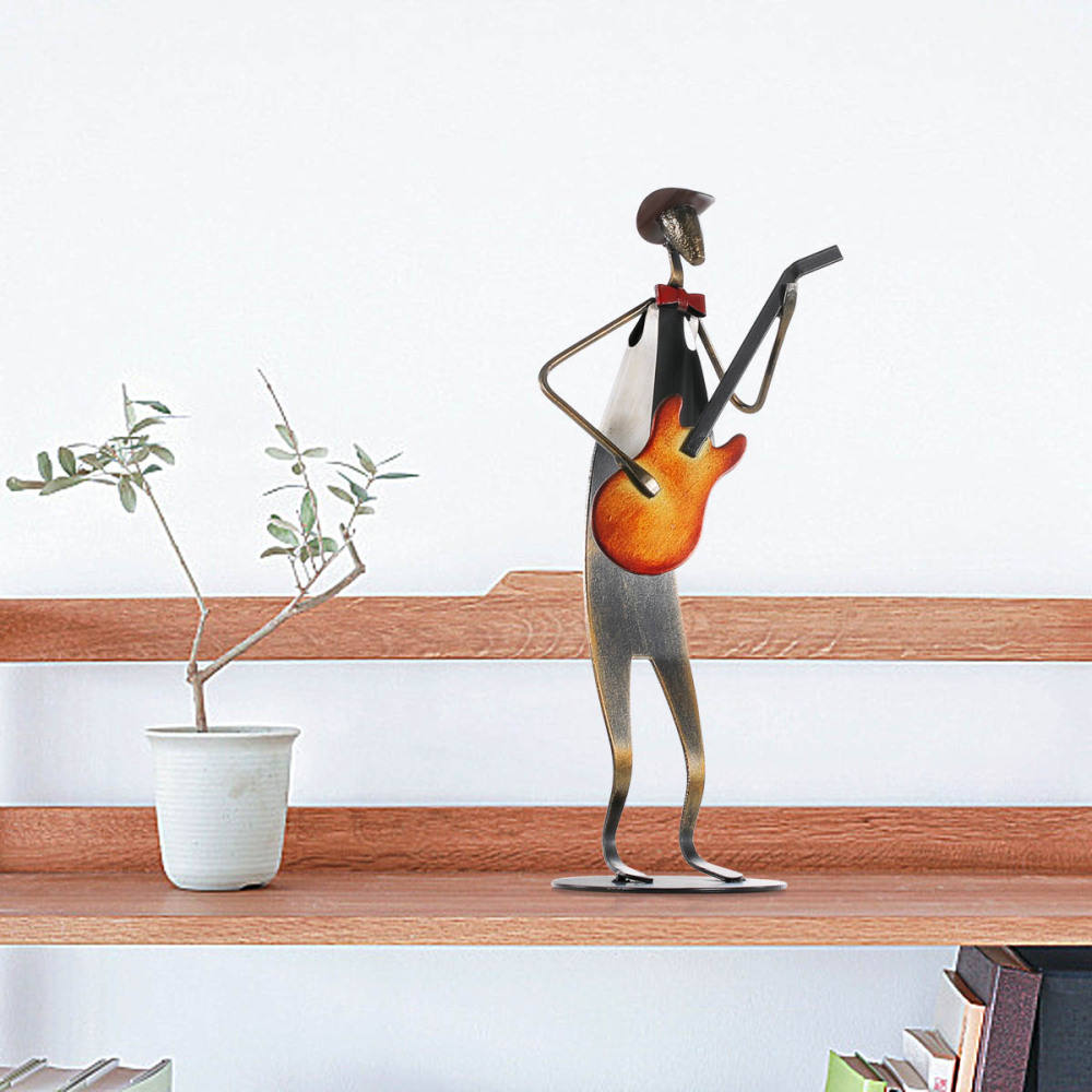 Metal Jazz Band Sculptures Set of 5, Handmade Iron Musician Statues with Instruments, Modern Abstract Music Band Figurines for Home, Bar, and Office Decoration