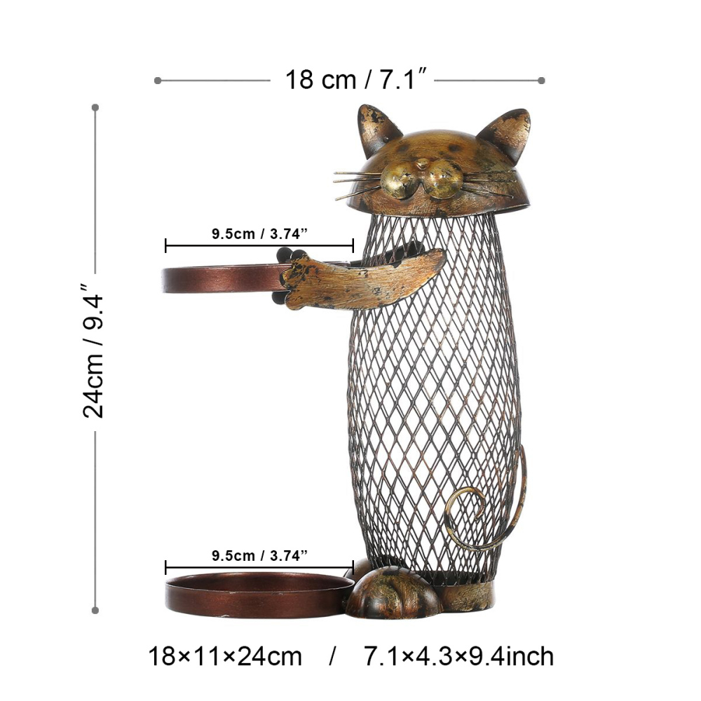Cat Wine holder Cork Container Home Decor Iron Craft Gift Handicraft Animal Ornament
