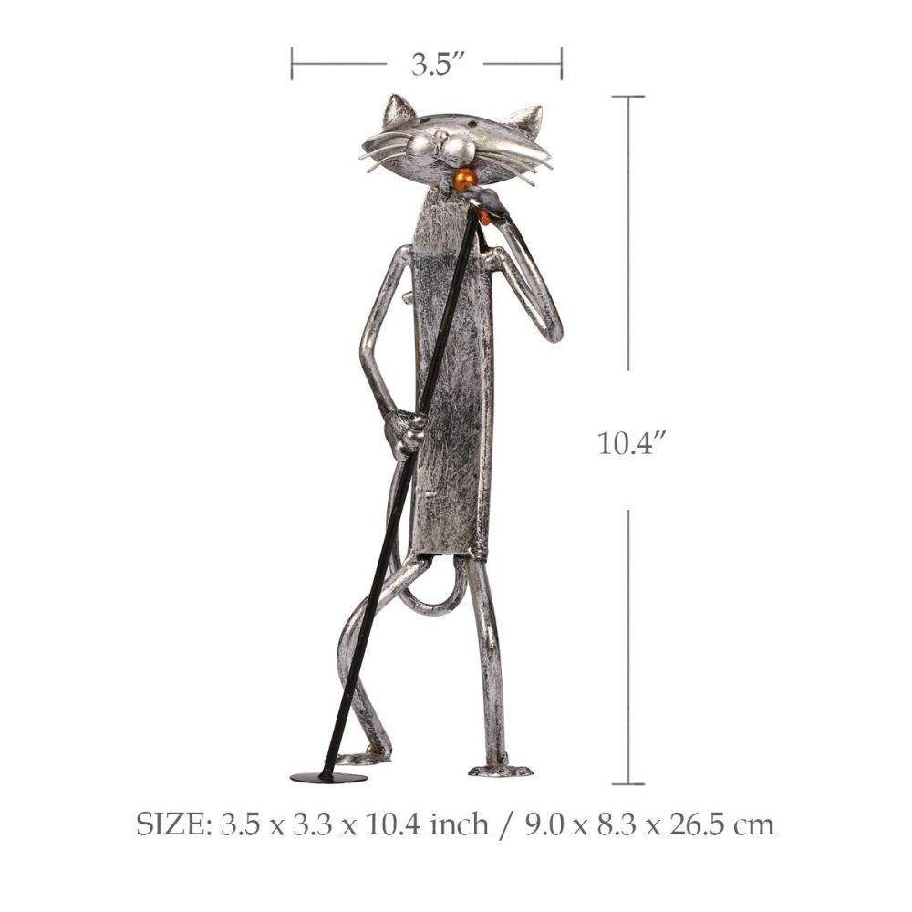 Mloarts Metal Cat Band Sculptures, Handmade Jazz Musician Cat Figurines with Guitar, Microphone & Saxophone, Rust-Resistant Iron Art for Modern Home, Living Room & Office Decor