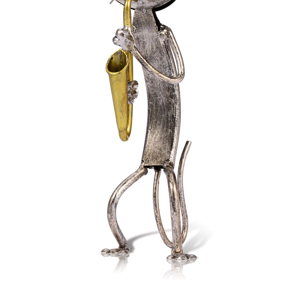 Mloarts Metal Cat Band Sculptures, Handmade Jazz Musician Cat Figurines with Guitar, Microphone & Saxophone, Rust-Resistant Iron Art for Modern Home, Living Room & Office Decor