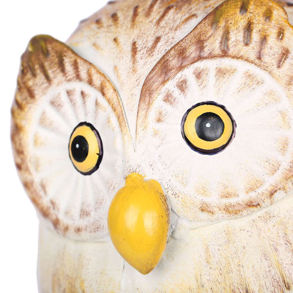 Iron Owl Sculpture Metal Animal Sculpture Owl Crafts Home Desk Decoration Garden Decoration Yellow