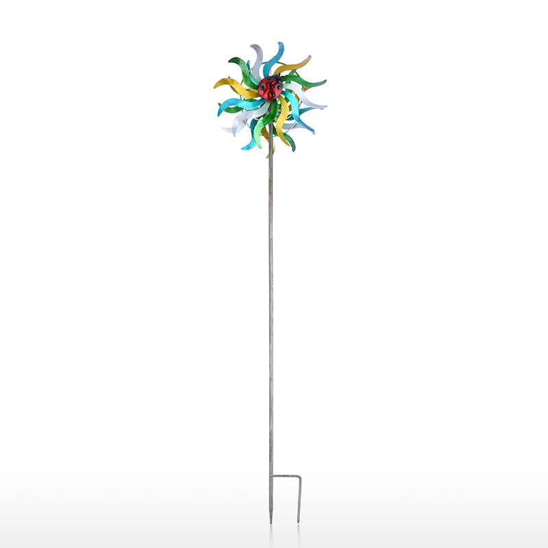 Iron Art Craft Outdoor 3D Sunflower Wind Spinner with Sturdy Iron Material Reflective Painting and Rustless Function Windmill for Outdoor Yard Lawn Garden Decorations