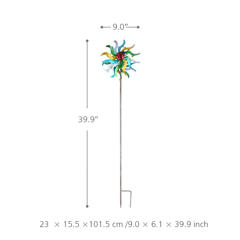 Iron Art Craft Outdoor 3D Sunflower Wind Spinner with Sturdy Iron Material Reflective Painting and Rustless Function Windmill for Outdoor Yard Lawn Garden Decorations