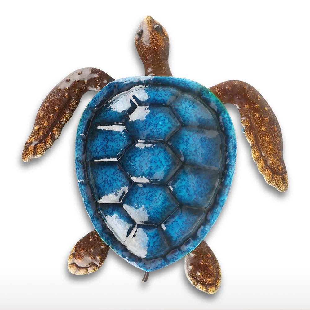 Blue Turtle Wall Decor Coast Ocean Sea Wall Art Iron Animal Wall Decor Home Bedroom Decoration