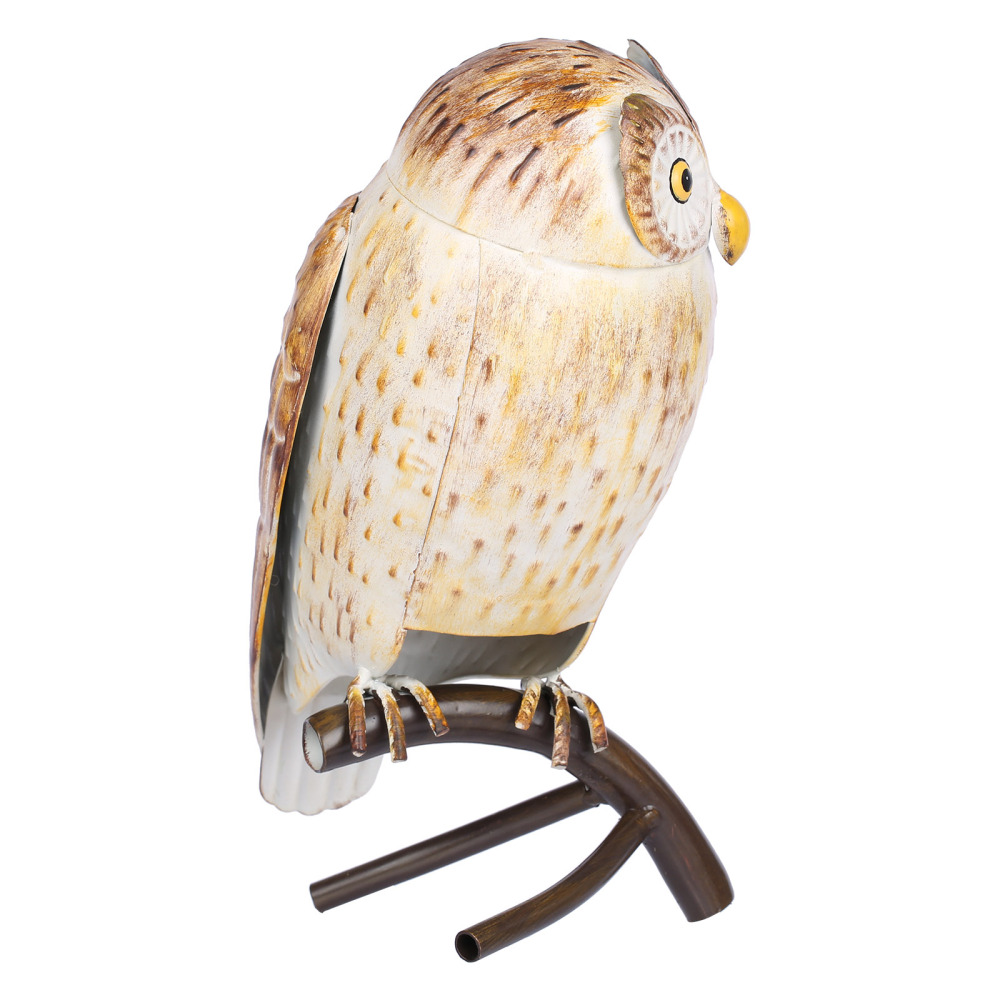 Iron Owl Sculpture Metal Animal Sculpture Owl Crafts Home Desk Decoration Garden Decoration Yellow