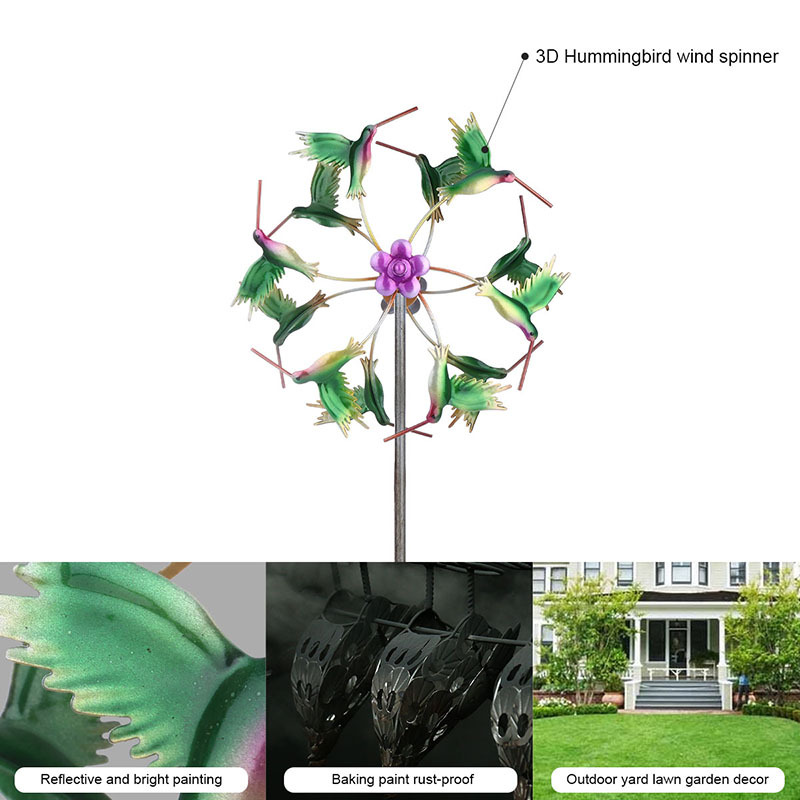 Iron Art Craft Outdoor 3D Wind Spinner with Sturdy Iron Material Reflective Painting and Rustless Function Windmill for Outdoor Yard Lawn Garden Decorations