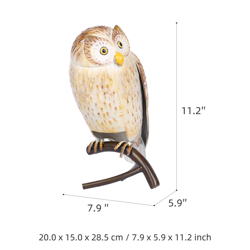 Iron Owl Sculpture Metal Animal Sculpture Owl Crafts Home Desk Decoration Garden Decoration Yellow